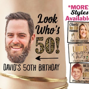 50e anniversaire Party Favors tatouages, personnalisé, personnalisé, décorations, cadeau, pour hommes, pour femmes, pour les invités, fournitures, vieilli à la perfection