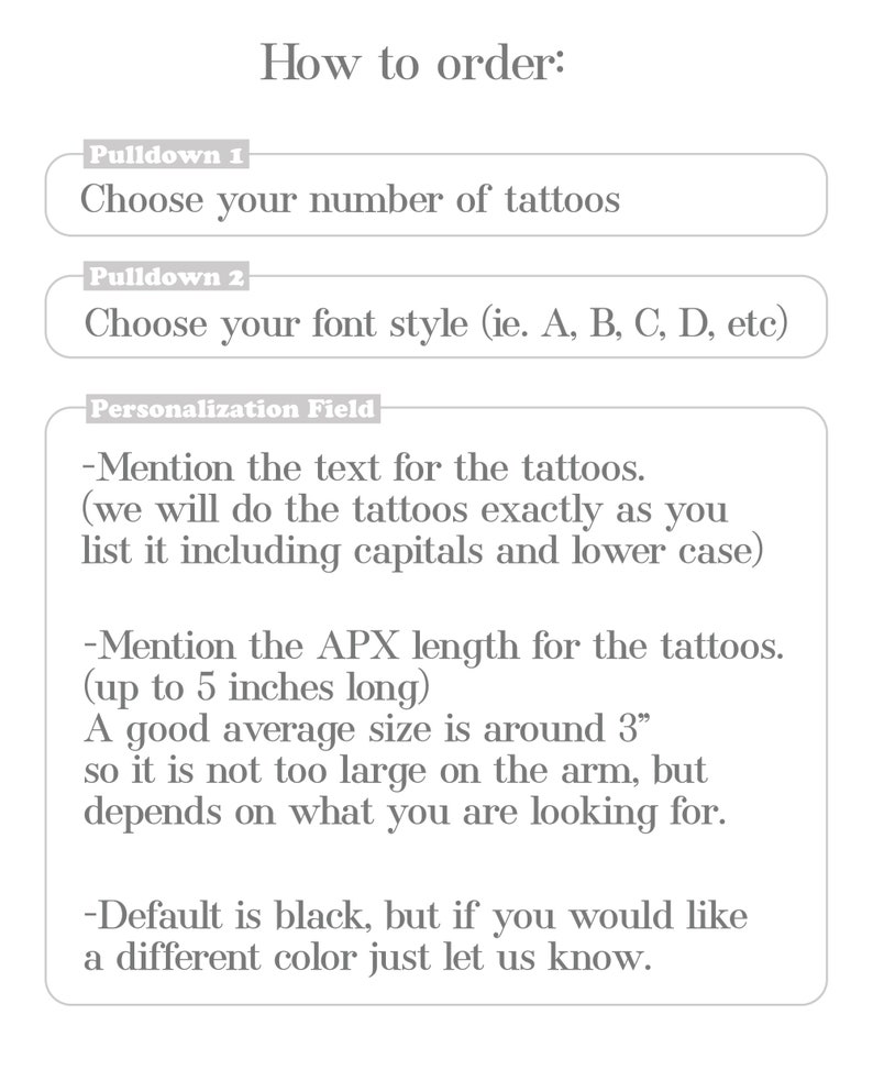 Custom temporary tattoos with YOUR words or phrase Personalized tattoos Fake Tattoos Quote Tattoos Phrase Tattoos Word Tattoos image 5