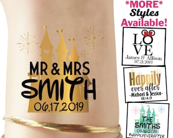 Set von Themenpark Hochzeit Tattoos, Hochzeitsfeier Ideen, Prinzessin Hochzeit, Hochzeitsdekoration, Prinzessin Hochzeit favorisiert Cake Topper favor