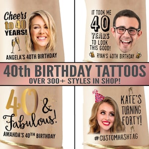 40th Birthday Party Tattoo Favors, 40th birthday for women, custom tattoo, personalized tattoo, 40 and fabulous, fab 40, party favors, 40