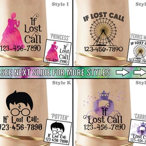 Set of Emergency Contact Temporary Tattoos If Lost Safety Tattoos Phone number tattoos Medical alert tattoos If I'm Lost Please Call image 4