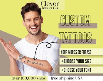 Custom Words Temporary Tattoo - Custom Handwriting Tattoo - Personalized Tattoo - Custom Quote Words Phrase Tattoo Sticker - Fake Tattoo