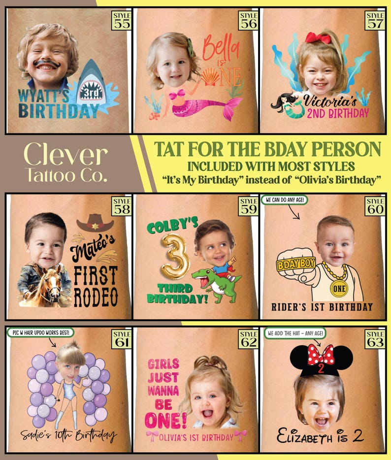 One Happy Dude custom birthday party favors - temporary tattoos - boy first birthday - Kids birthday decor ideas - face tattoo stickers blue image 8