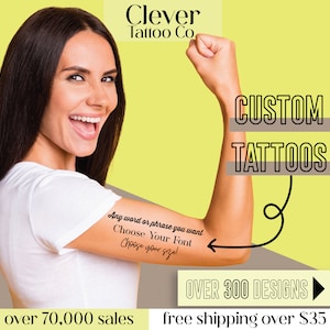 Custom words temporary tattoo - Personalized tattoos - Quote Tattoos - Phrase Tattoos - Word Tattoos - Script - Lettering - Motivational