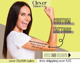 Custom words temporary tattoo - Personalized tattoos - Quote Tattoos - Phrase Tattoos - Word Tattoos - Script - Lettering - Motivational