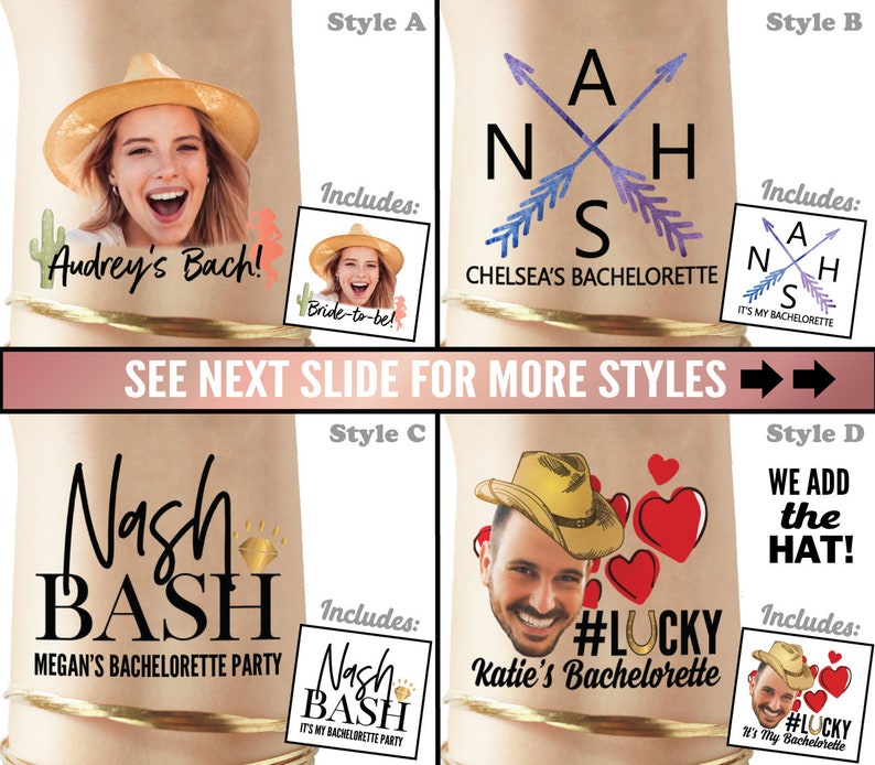 Custom Nashville Bachelorette Party Temporary Tattoos nash Etsy