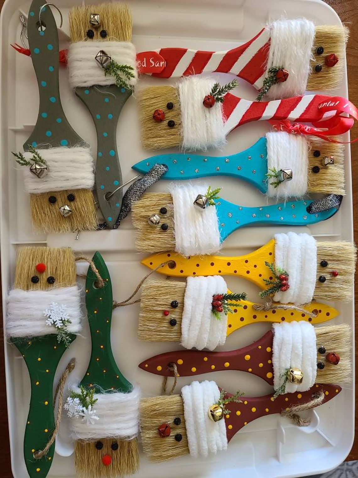 Santa Claus Paintbrush Christmas Ornaments Etsy