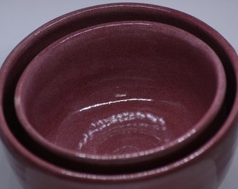 Set of two Breakfast bowls "Raspberry" glaze wheel thrown in stoneware - handmade bowl for cereal, snacks, fruit, deserts, pudding bowls,