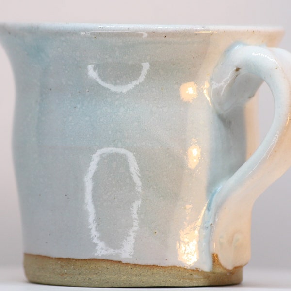 Petit Rustic mug. Two tone light blue/white ceramic pottery handmade for comforting hot or cold drinks, soup -tea cup coffee cup