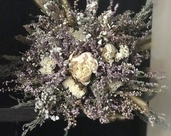 Torkad ljungblomsbukett, rustik bröllopsdekoration