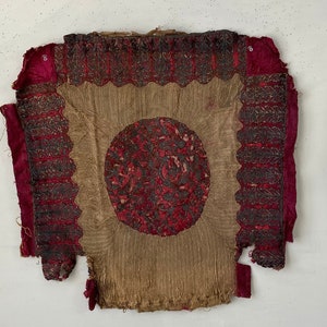 Antique 17th 18th century textile Embroidered tapestry Italian French chair cover European metallic thread hemp Textile Trunk eco-friendly
