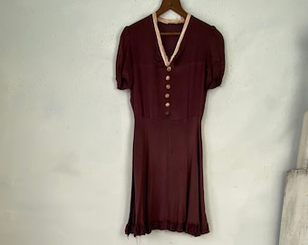 40's 1940's fashion French dress woman's clothing vintage style chic French fashion boho  Boho steampunk eco-friendly