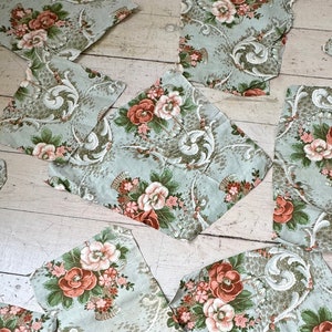 12 pieces Minty green Art Nouveau cotton fabric curtain material French  upholstery fabric French from France antique Textile Trunk