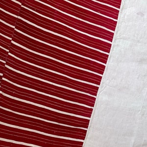 Grain sack Fabric RED stripe Linen + Cotton upholstery material heavy weight pillows upholstery curtains The Textile Trunk eco-friendly