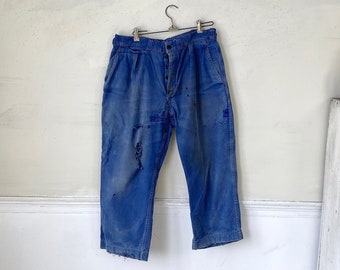 Vintage Work Trousers French Blue Workwear Size M - Etsy