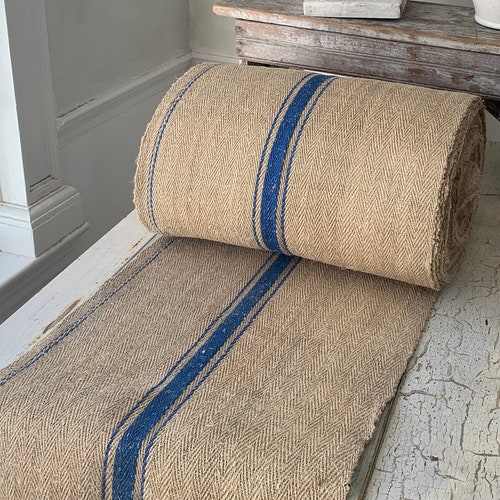 Stair Runner Grain Sack Fabric by the Yard Blue Stripe Heavy Etsy