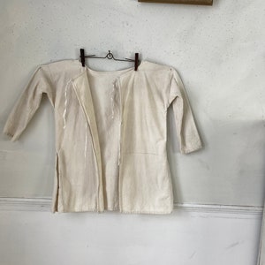 Weißer Baumwollfutter Mantel Strukturierter Mantel 1900er Baumwollmantel Französische Arbeitskleidung Vintage Jacke Antiker Mantel umweltfreundlich