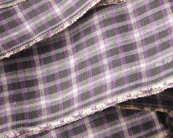 Purple Plaid Fabric French Antique shirting cloth by the yard upholstery projects pillows clothes making sewing vintage boho  Boho steampunk