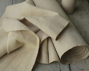 Plain Linen Grain sack Fabric Antique homespun hemp early sheeting or clothing cloth great for upholstery table runner sewing projects