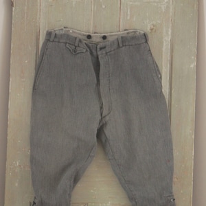 French work wear pants workwear trousers gray riding breeches old vintage 1920&#39;s 32 waist Boho steampunk eco-friendly