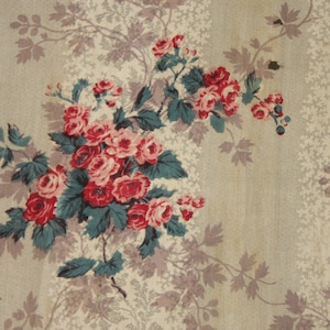 French fabric floral 1850 purple and pink rose design eco-friendly
