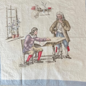 Antique French Gulliver's travel handkerchief hankie wall art Framing children's nursery room shabby decor unique baby shower gift idea