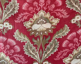 Antique French Curtain Art Nouveau Red Cretonne Drape Circa 1900Unique window treatment