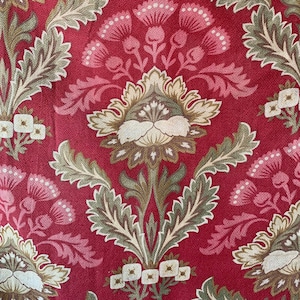 Antique French Curtain Art Nouveau Red Cretonne Drape Circa 1900Unique window treatment boho  eco-friendly