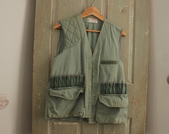 French 1950s Green Hunting Vest waistcoat Workwear Work Wear Vintage clothing