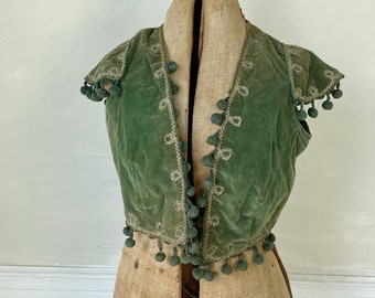 Antique Green Velvet Opera Costume San Carlo Opera Company New York City Ottone Pernpruner Historical Theatre The Textile Trunk