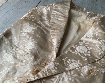 Chaleco antiguo de seda, color crema pálido, estilo boda, bordado, siglo XIX, ecológico.