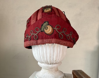 Art Deco hat Antique woman's SILK French 1910 clothing clothes vintage textile fashion 1920's roaring 20's 1920 eco-friendly
