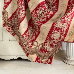 Antique Red French textile curtain daybed cover passementerie / trim WOW ~Unique window treatment eco-friendly