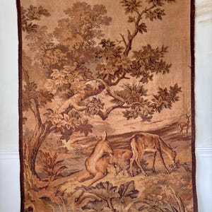 73x53  large dear forest Verdure vintage old tapestry wall hanging art Castle Castlecore shabby cottage farmhouse chateau home decor