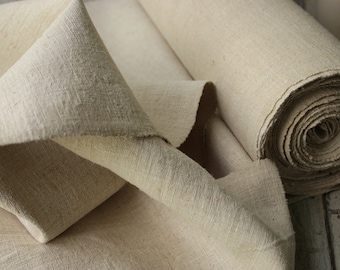 Plain Linen Grain sack Fabric Antique homespun hemp early sheeting or clothing cloth great for upholstery table runner sewing projects