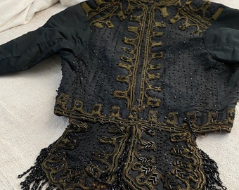 AMAZING Victorian / Edwardian  Black beaded bodice handmade unique vintage clothing clothes beadwork