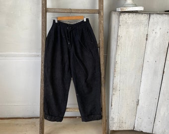 Black Striped French Wool Pants 1930s Trousers Wool Pants Black Striped French Wool Pants 1930s Trousers Wool Pants