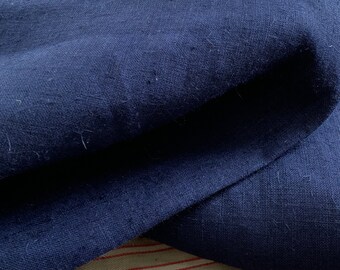 Vintage Indigo Linen By the Yard French Centrale Linière Heavy Hemp Fabric for Workwear