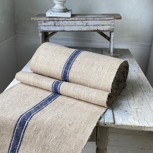 Stair Runner Heavy Hemp Grain Sack Fabric by the Yard Blue Etsy
