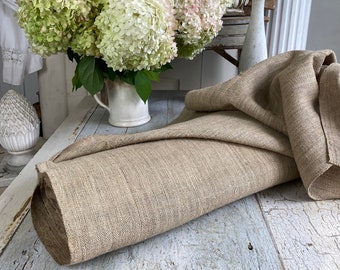 DARK  Organic HEMP rough rustic coarse Antique Textile c1850 or earlier hand-woven grainsack fabric eco-friendly