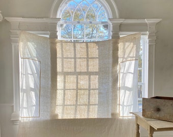 Farmhouse curtain LARGE PATCHED 18th century 1700's French linen cotton sheet upholstery fabric