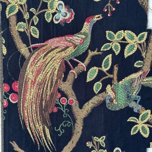 46x13 Vintage Black woven fabric French jacquard textile 1920's