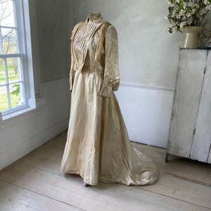 Wedding Dress Set Bodice and Skirt White Silk Wedding Set Vintage French Wedding Outfit Early 1900s eco-friendly