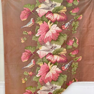 GORGEOUS Vintage 1930&#39;s chintz bird floral material English cottonUnique window treatment eco-friendly