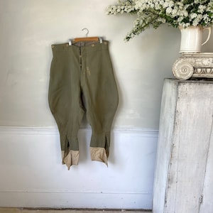1920s Antique Vintage Riding Pants Jodhpurs Ribbed Wool Pants Men&#39;s Riding Breeches French Workwear 34 inch waist Boho steampunk
