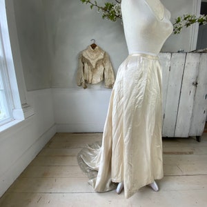 Wedding Dress Set Bodice and Skirt White Silk Wedding Set Vintage French Wedding Outfit Late 1800s Textile Trunk  eco-friendly