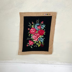 Vintage Floral Needlepoint 1900-1940 French Floral needlepoint flowers Floral design vintage textiles The Textile Trunk eco-friendly
