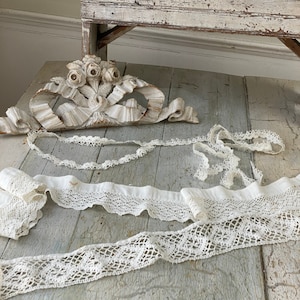 5.5 yards Handmade antique Vintage VTG  French lace Trim passementerie  ribbon clothing  Cottagecore  farmhouse The Textile Trunk