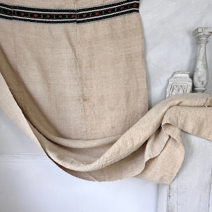Schwere antike dunkel Hanf Leinen Decke gewebt Band Rand Köper Floppy Textil europäischen handgewebten organischen Stoff Material Polster