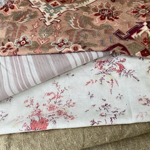 Project Bundle French florals and ticking bundle trim plaid patchwork patch scraps cuttings pack pillow fabrics material old inspiration